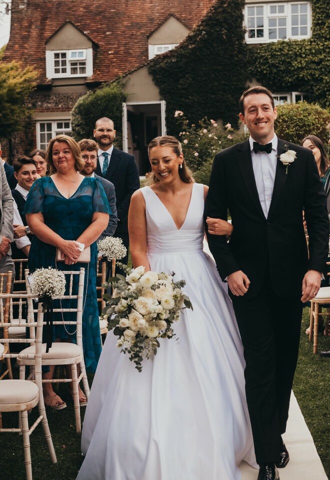 Bride & Groom at Old Luxters Barn