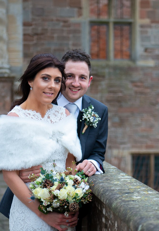 Bride and groom at Rufford Abbey following their Rufford Mill wedding