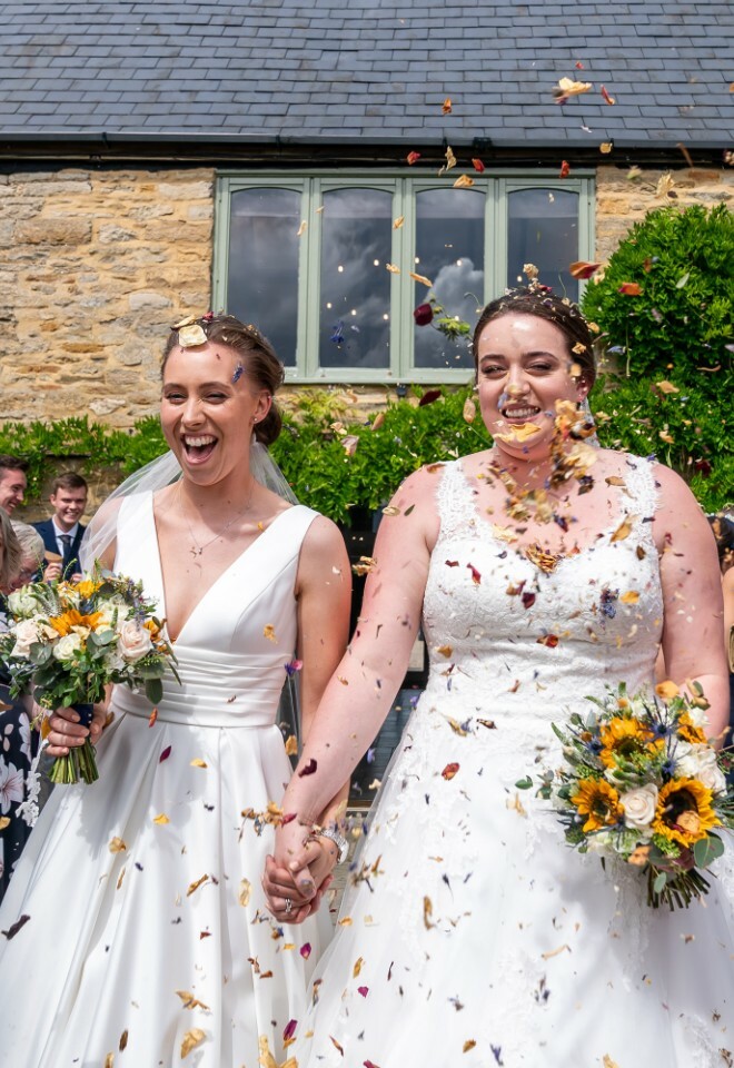 bride and bride confetti