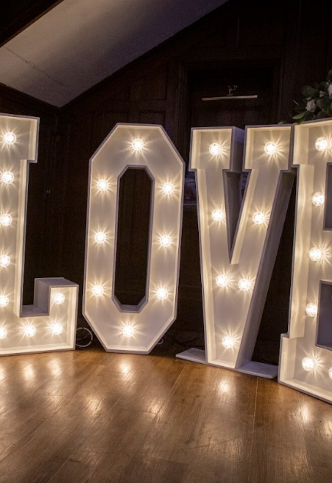 Love Lights lighting up the stairway 