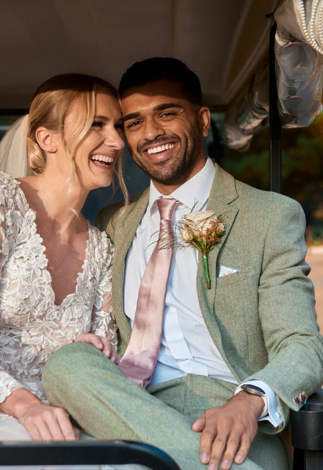 Bride and groom at Hanbury Manor
