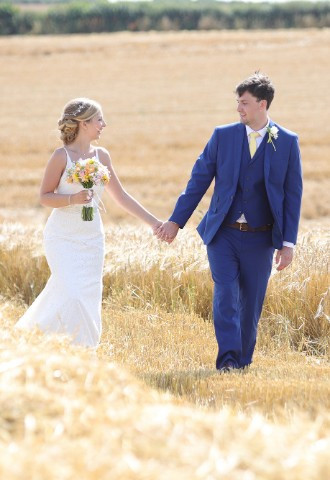 Wheat field wedding photo by SMD Wedding Photography Kingscote Barn Tetbury
