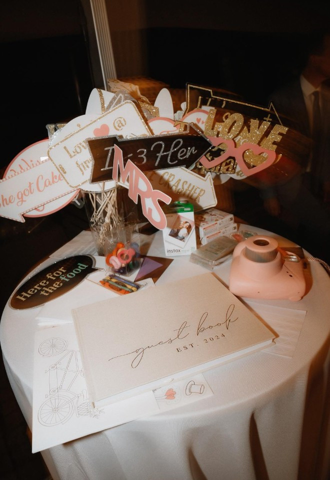 Wedding photo stand guest book
