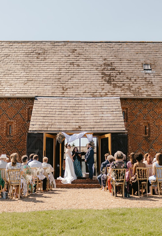 Outdoor wedding ceremony at Copdock Hall