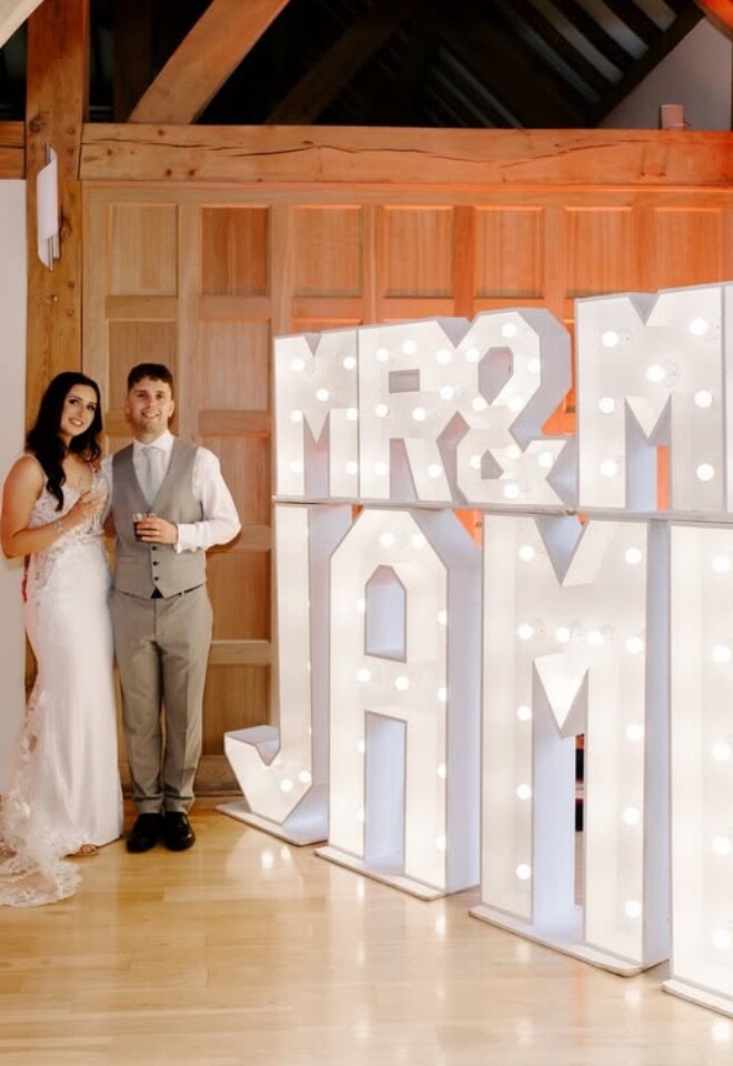 Wedding DJ Light up letters hire 