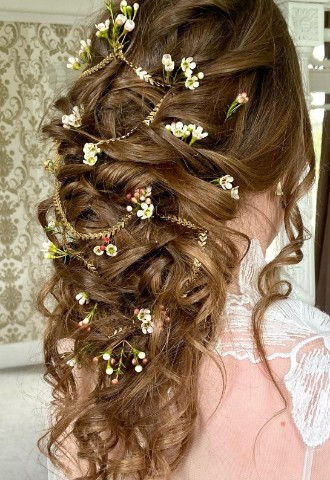 Wedding Hair with flowers embedded