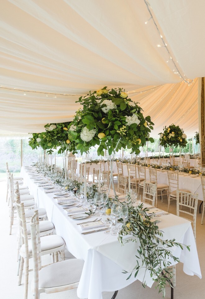 Marquee Wedding Breakfast at Slaughters Manor in the Cotswolds