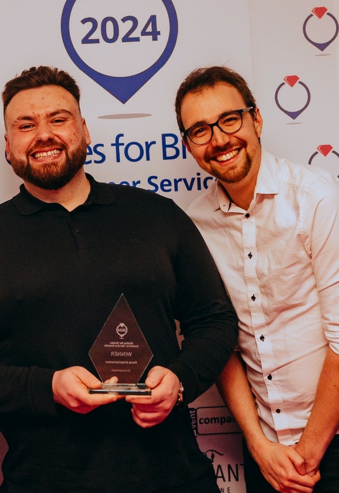 The Forte Entertainment Team Receiving Their Customer Service Award