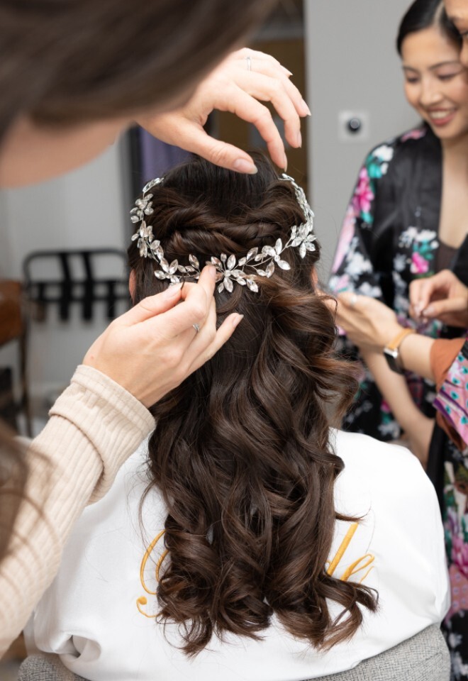 Half up, half down hairstyle 