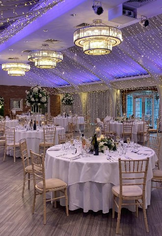 Wedding reception set up at Colshaw Hall, Cheshire