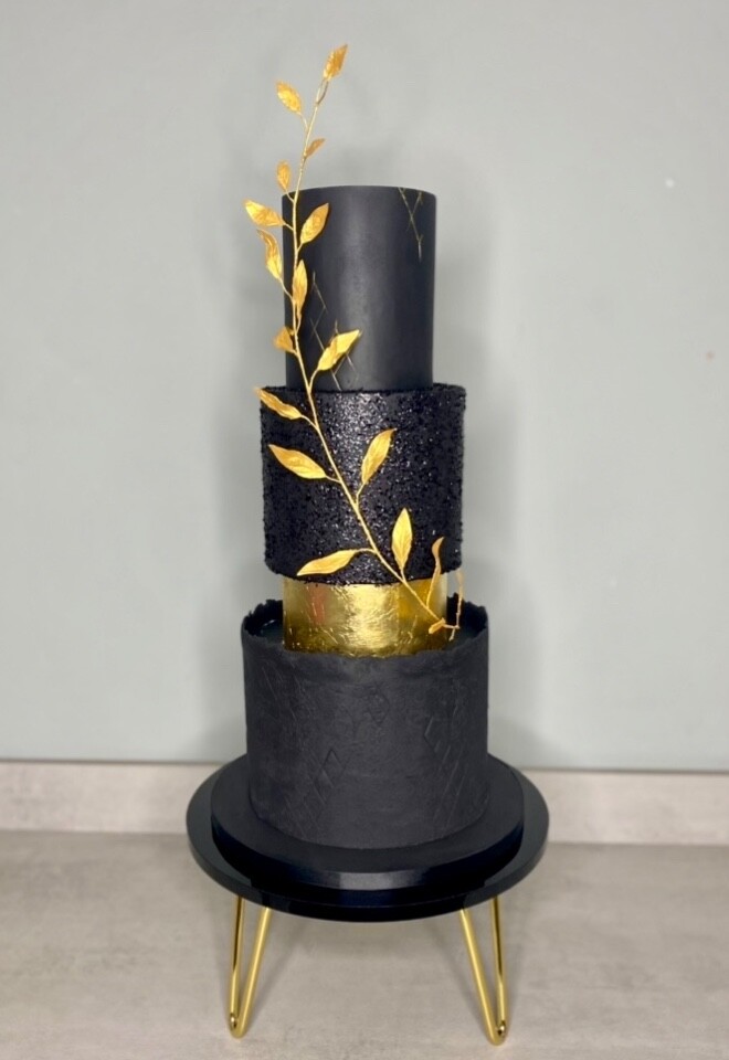 Black and Gold Wedding Cakes by Cakes of Curiosity