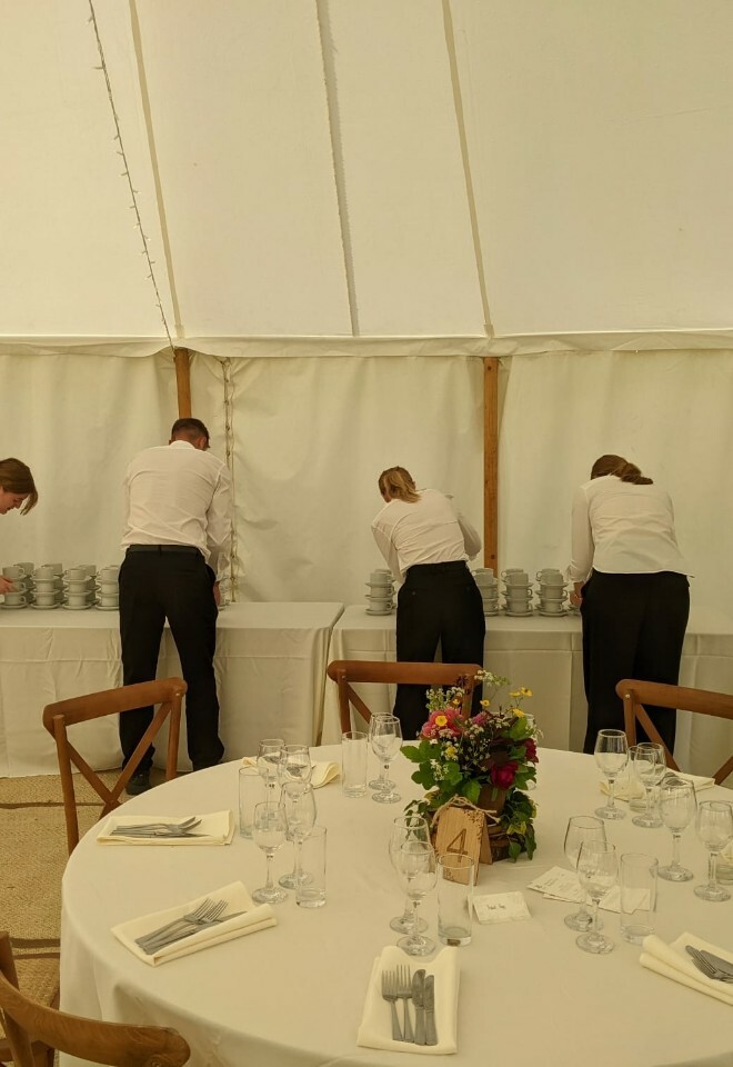 Setting up, awaiting the wedding guests