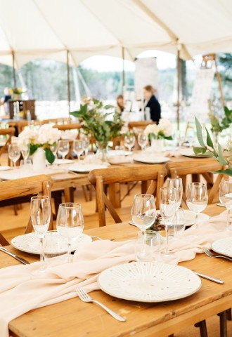 Petal Pole Marquee interior at Eavestone Lake