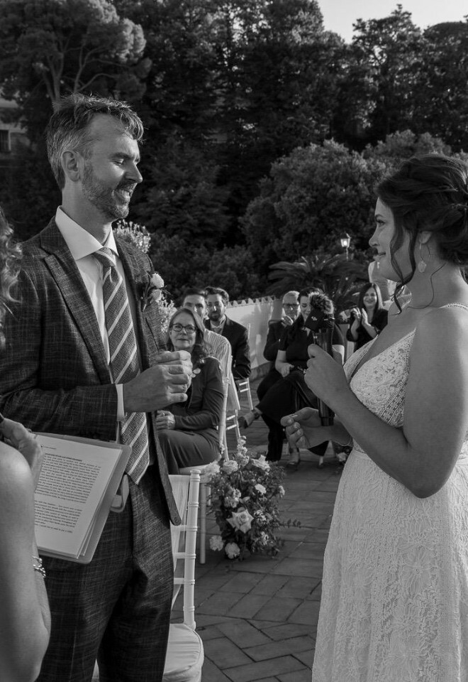 Jack and Zoe from the USA on a luxury hotel terrace - Rome