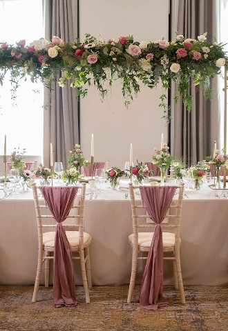 Dusky Pink Wedding Breakfast at Horwood House