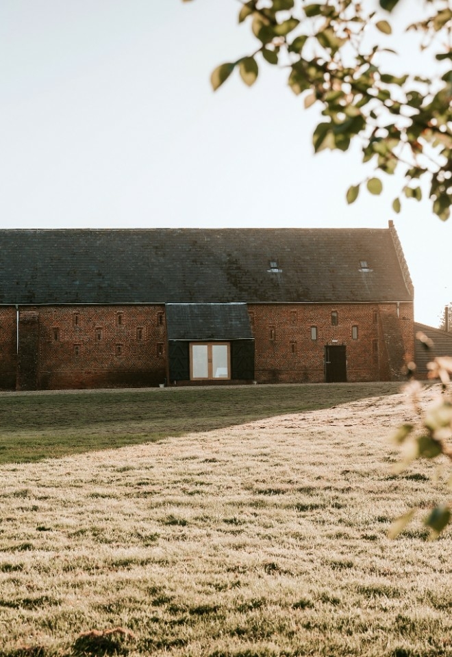 Exterior of Suffolk wedding barn