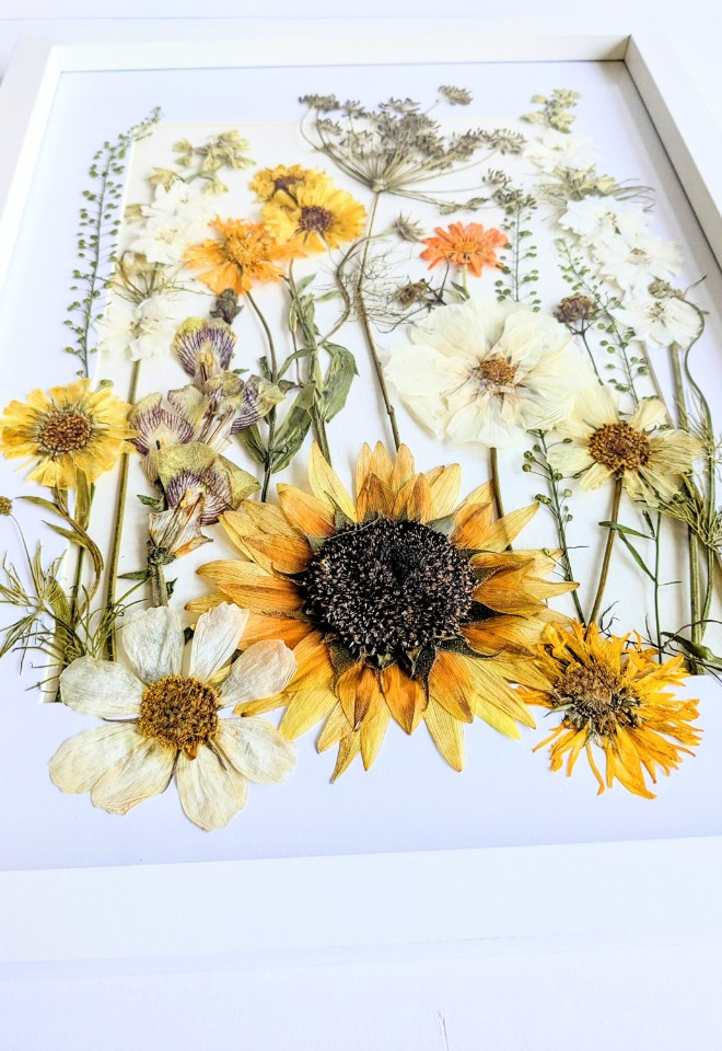Wedding bouquet preservation art UK wildflower botanical pressed flower art wedding bouquet keepsake