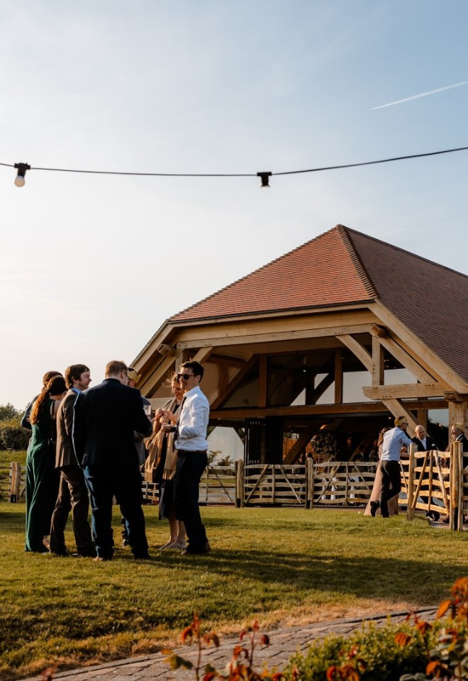 Exterior of The Harty Estate wedding barn in Kent