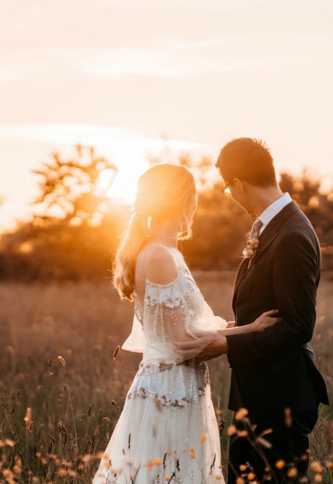 Sunset wedding portrait
