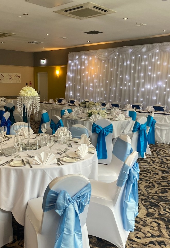 Blue Wedding Set up in the Beamish Suite at Holiday Inn Washington