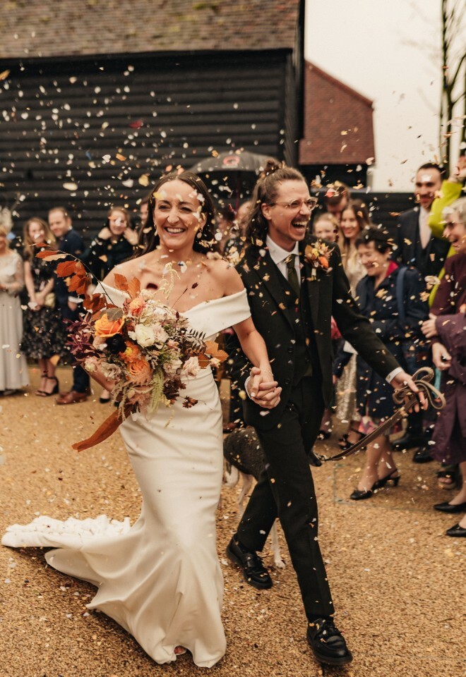 Confetti after the wedding ceremony