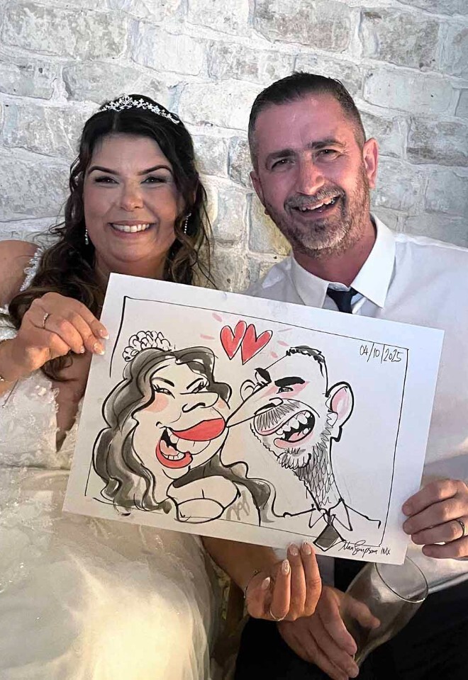 bride and groom caricature cartoon