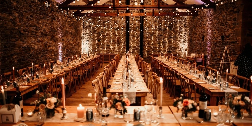 Interior of New House Farm, a dry hire wedding barn in Cumbria