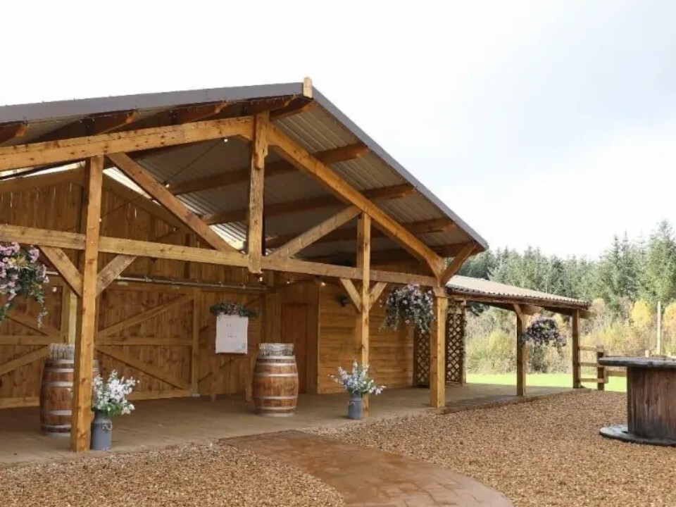 Exterior of Barn venue in daylight 