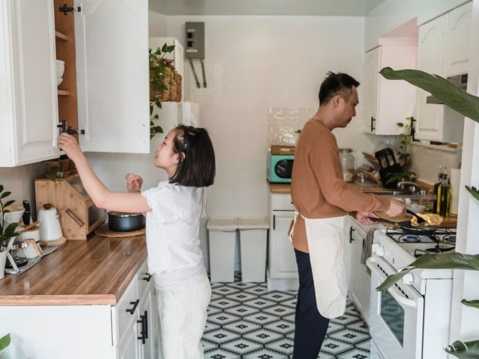 newlyweds in new home