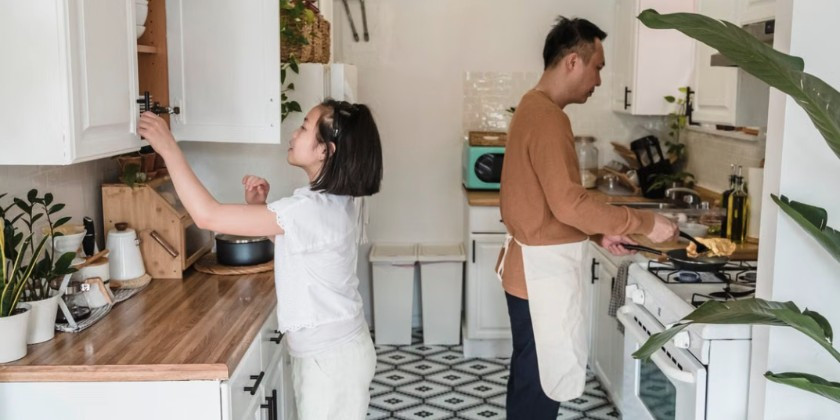 newlyweds in new home