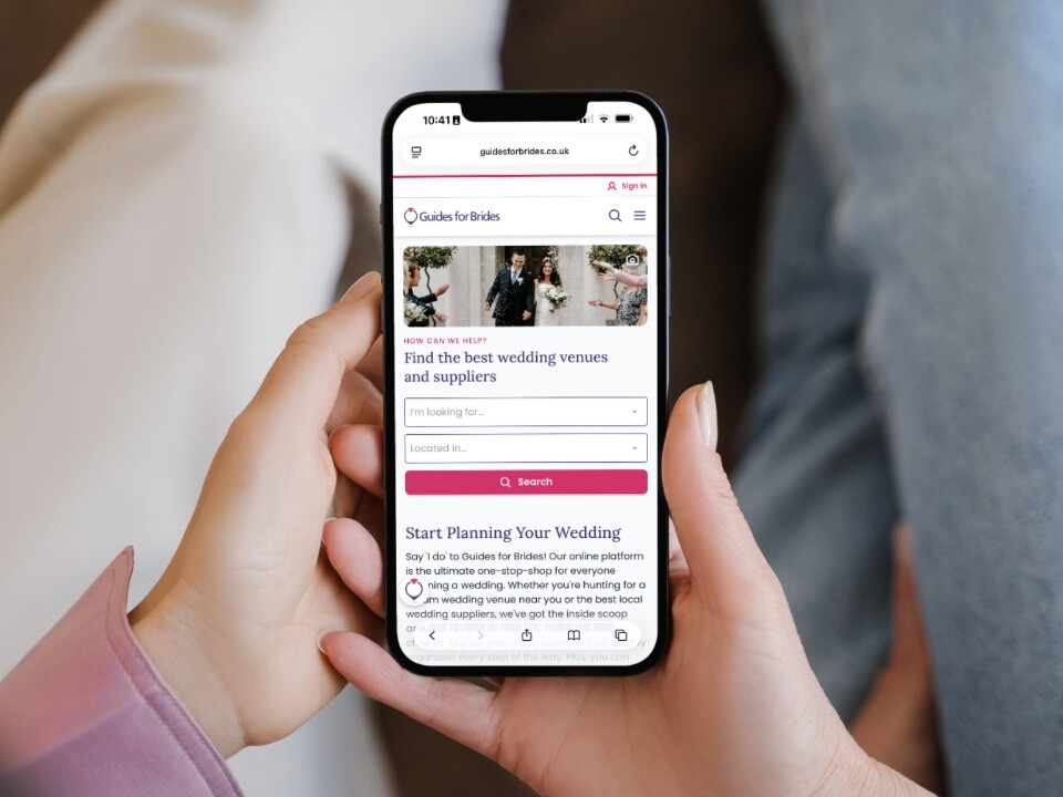Guides for Brides website opened on a phone browser