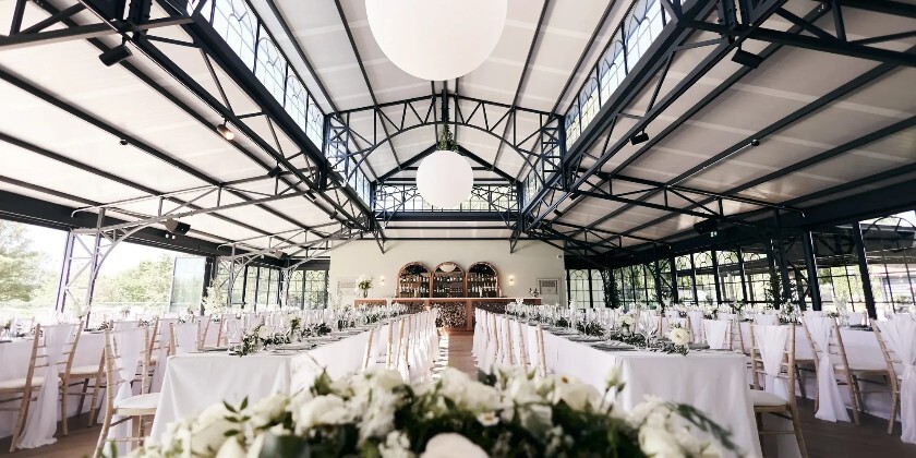 High House Weddings Orangery interior set for a wedding reception in Essex, East of England