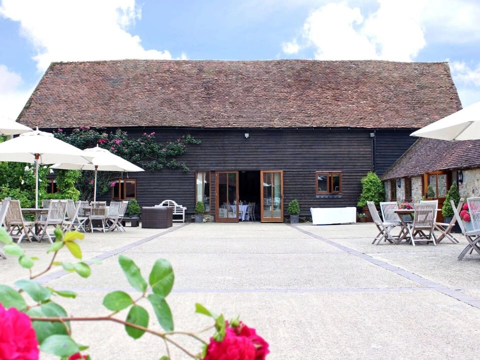 Outside of Barn wedding venue in West Sussex