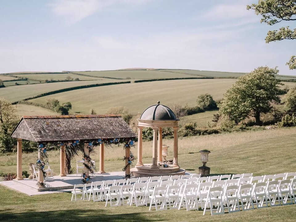outdoor barn wedding venue with gazebo
