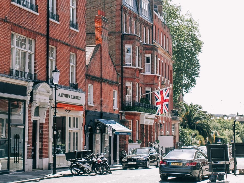 Sunny street view of Hatton Garden jewellery district in central London