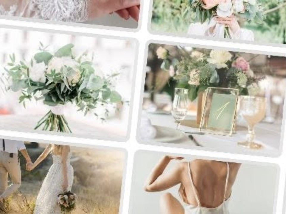 Collage of images from wedding suppliers at a wedding fair