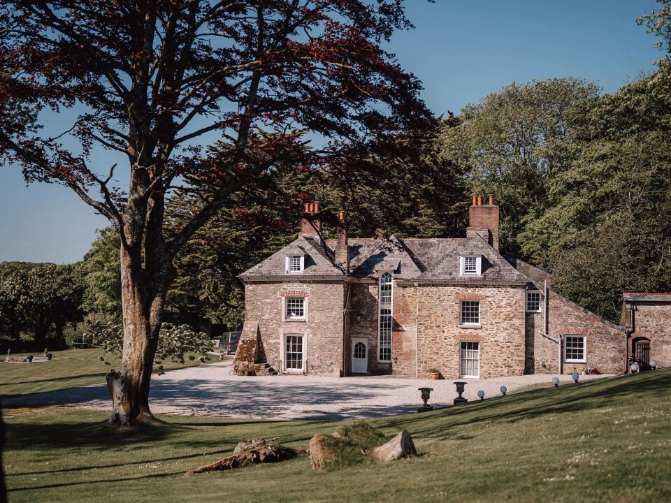 Exterior of Tredudwell Manor, coastal wedding venue in Cornwall