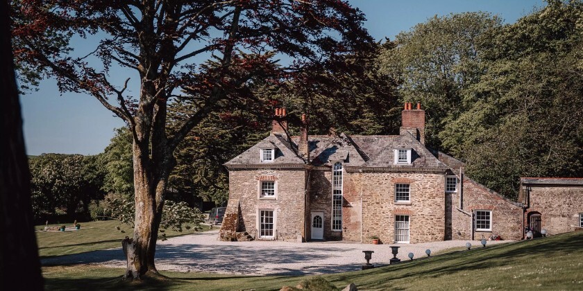 Exterior of Tredudwell Manor, coastal wedding venue in Cornwall