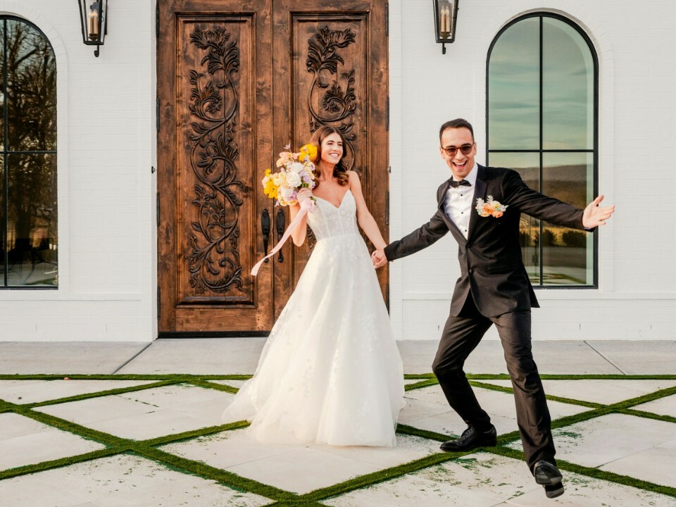 Bride and groom happy on their wedding day