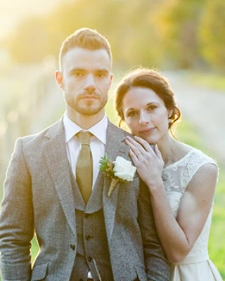 Bride and Groom portrait at Sunset