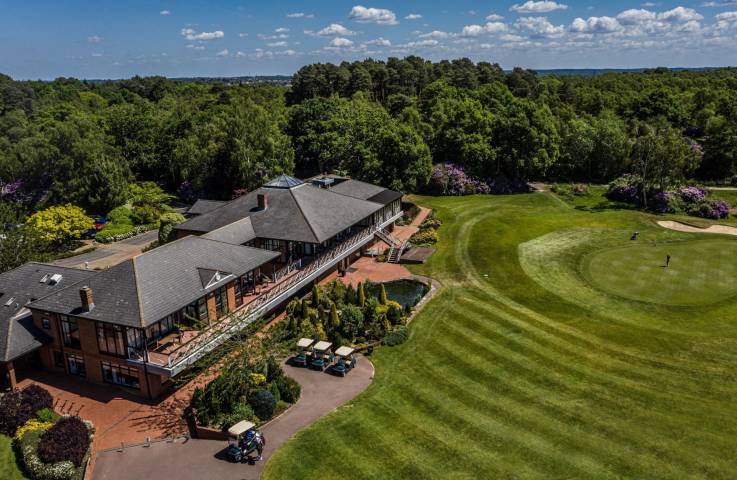 Bearwood Lakes Golf Club Airiel view of rear of the Clubhouse