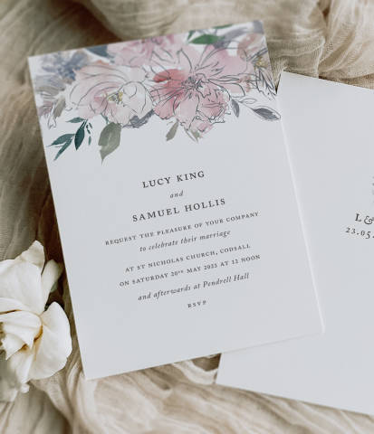 Floral Wedding Invites Supplied by With love Wedding Stationery