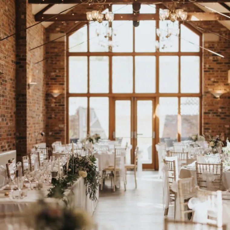 Wedding Breakfast set up  at The Fenby Suite at Hall Farm Hotel near Grimsby