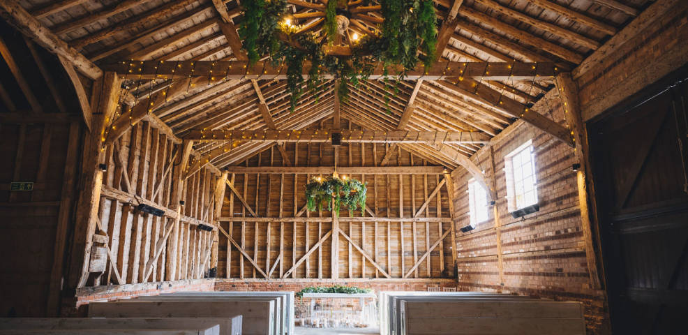 The Oak Barn ceremony barn at Milling Barn at Bluntswood Hall Venues in Hertfordshire