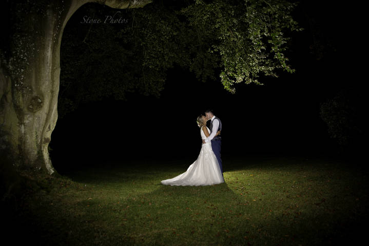 Stone Photos Wedding Photographer in Berkshire, Buckinghamshire, Surrey, Bride, Relaxed, natural, candid, Groom, Love, Couple, Portraits, night, tree, kiss, backlit