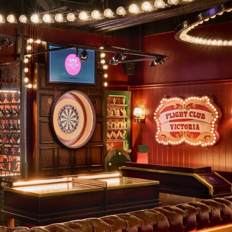 Flight Club Victoria dartboard in a fairground themed bar