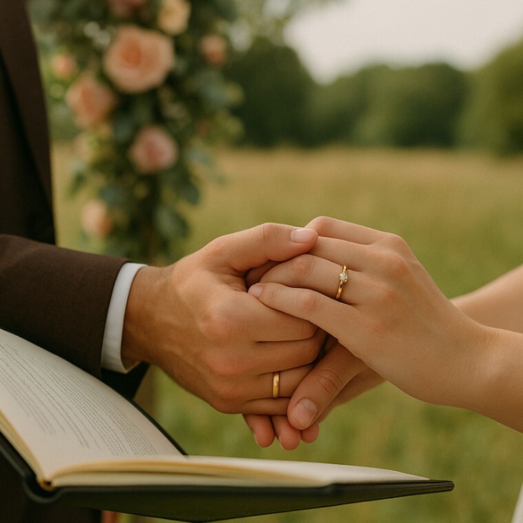 Wedding hands holding