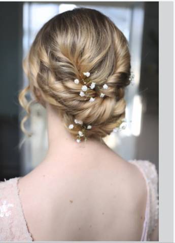 Soft glam hair up with flower details