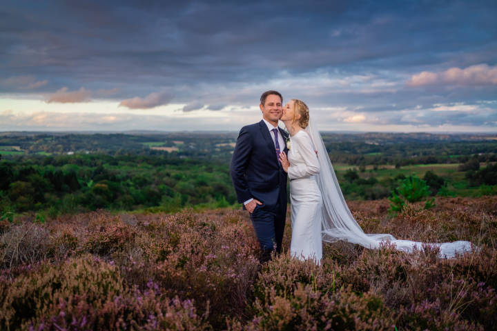 Romantic bride and groom portrait