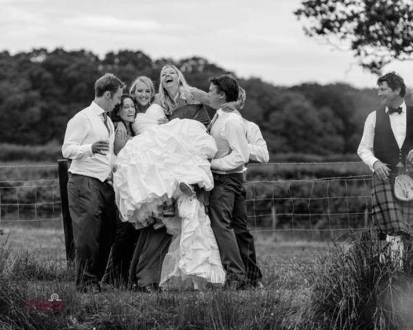 Bridal Laughter in Black and White